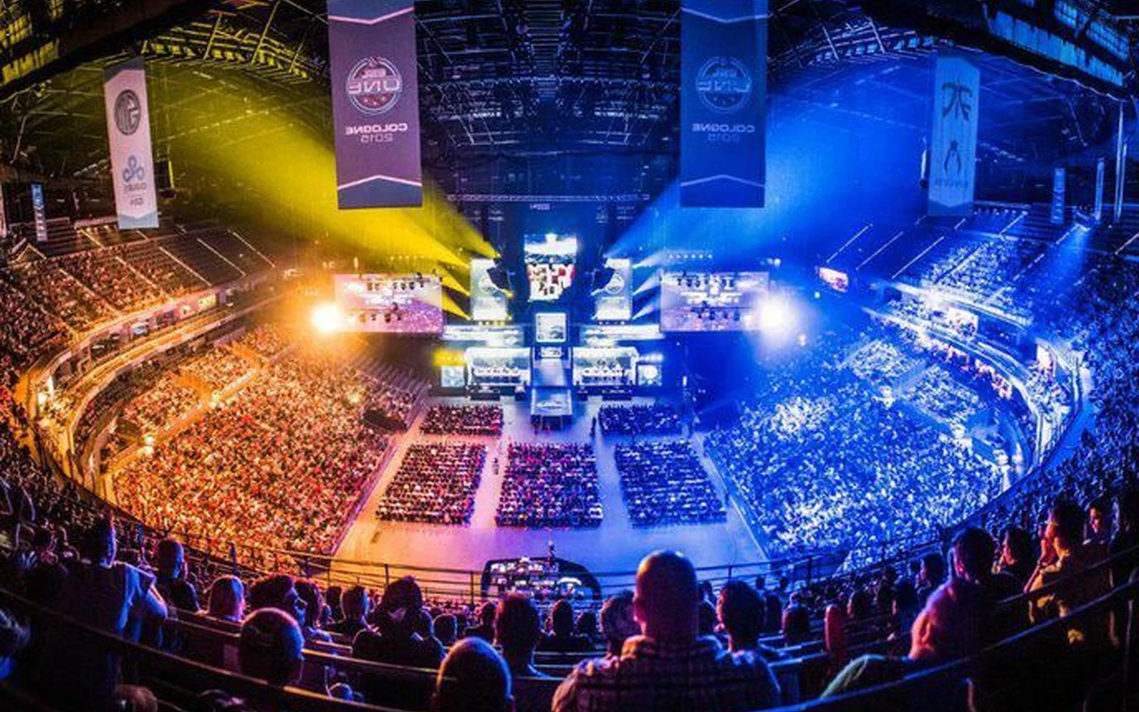 Ilustrasi arena permainan esports digital